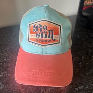 Be Still & Know Women's Cap - Aqua and Coral